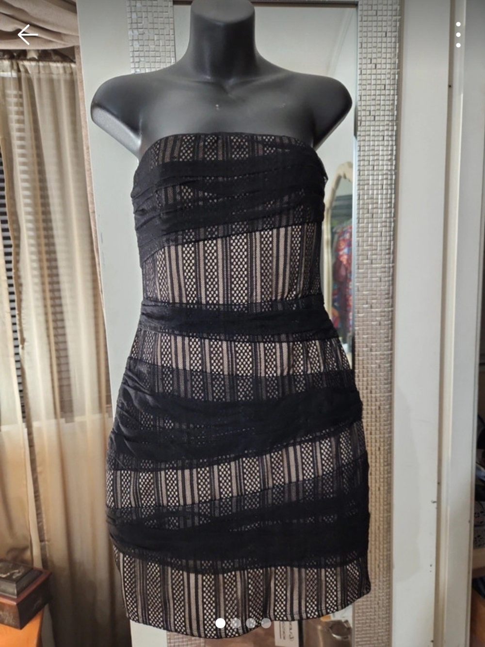 NBD Black Strapless Lace-Overlay Mini Dress